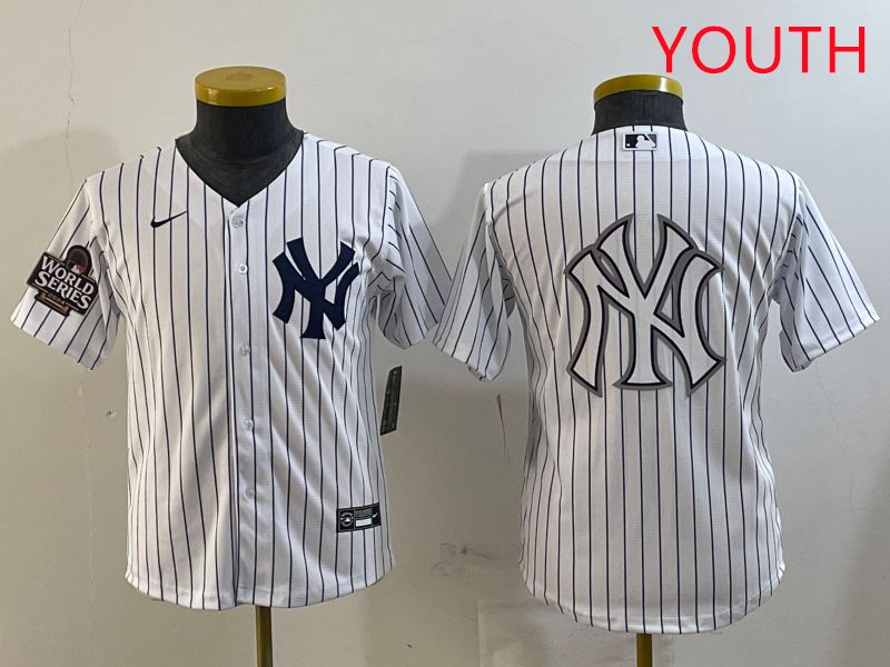 Youth New York Yankees Blank White Stripe Game 2025 Nike MLB Jersey style 19->youth mlb jersey->Youth Jersey